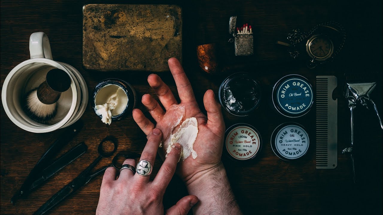 NEW products 2018 l Grim Grease Cream, Gel, & Oil Based Pomade Full Review & Demo