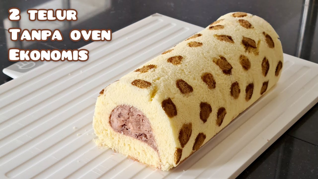 2 telur! Tanpa oven! Bolu Gulung Ekonomis Leopard | Leopard Steam Roll Cake