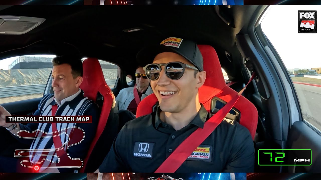 Álex Palou takes Will Buxton, James Hinchcliffe & Townsend Bell around the Thermal Club track