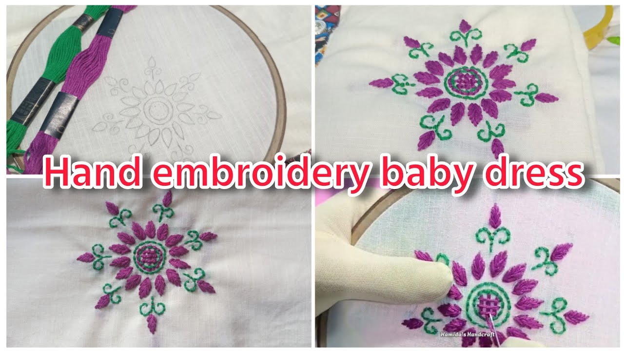 Hand embroidery baby dress/embroidery fotuwa design..#embroidery #handmade #sewing #viralembroidery.