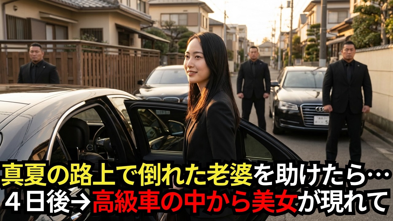 来月無職になる28歳が真夏の路上で倒れた老婆を助けたら→4日後、アパートの前に黒塗りの車が3台「うちの娘と結婚してやってくれないか」「え？」【感動する話】