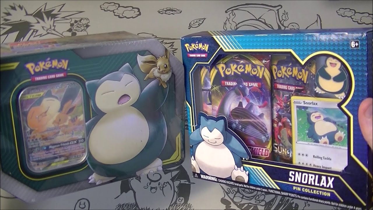 Pokemon TCG Snorlax Pin Collection Box and Eevee Snorlax Tag Team Tin Opening!