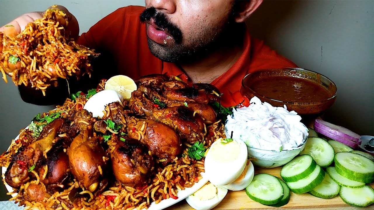 Friday Special Chicken Biryani With Chicken Gravy Eating Show#Hungrypiran