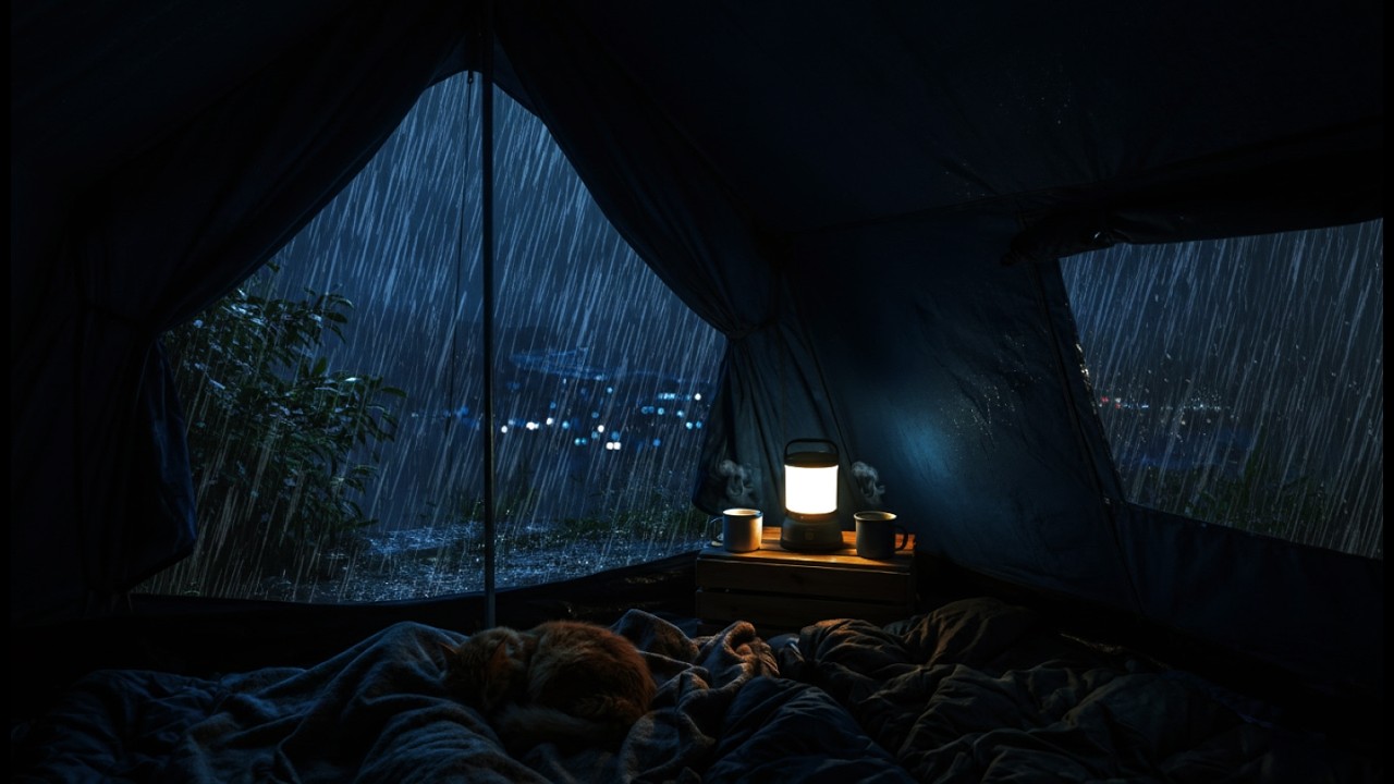 🔴 Cozy Dark Rainy Night in a Secluded Canvas Shelter 🌧 | Rain Sounds For sleep