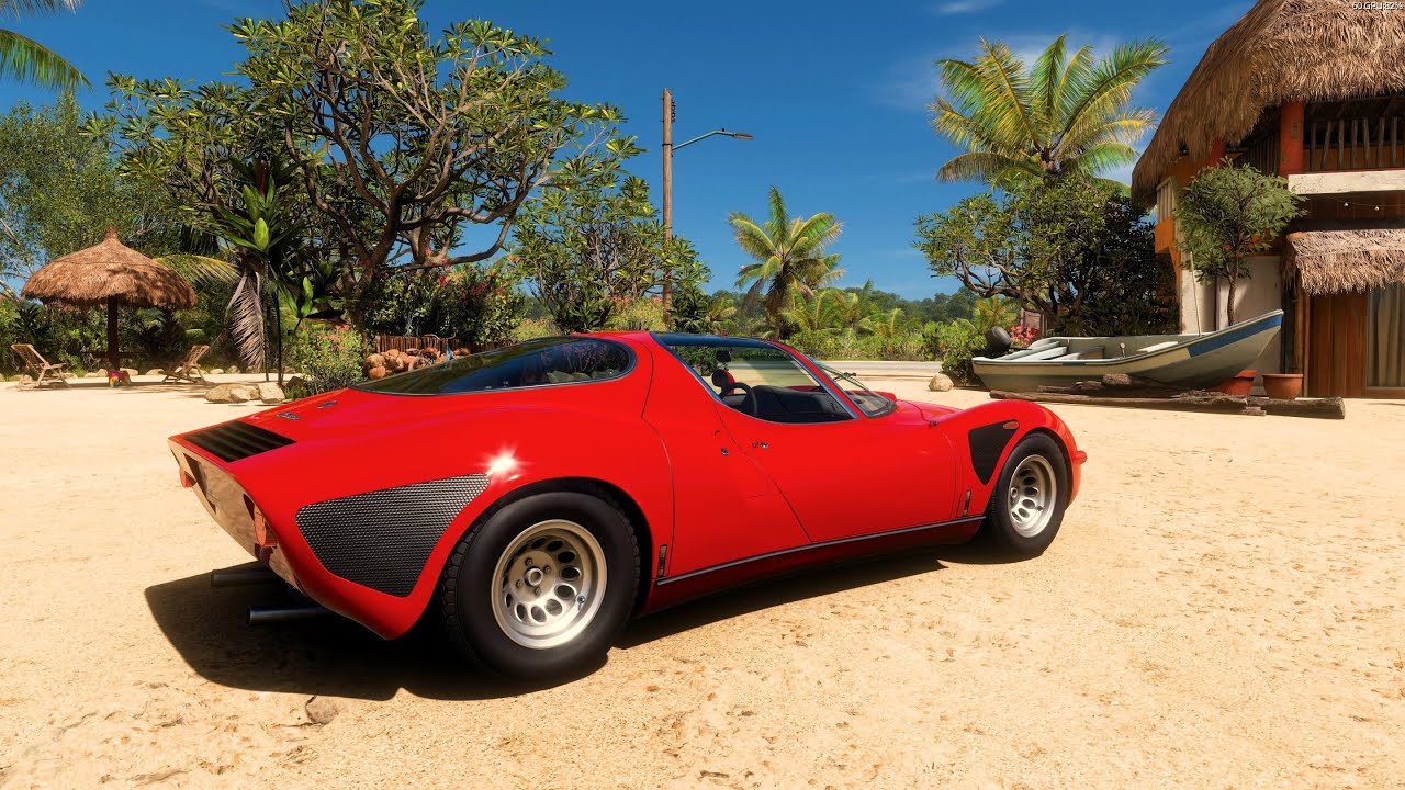 Forza Horizon 5 . Alfa Romeo 33 Stradale 1968 . Car Show Speed Jump Crash Test Drive .