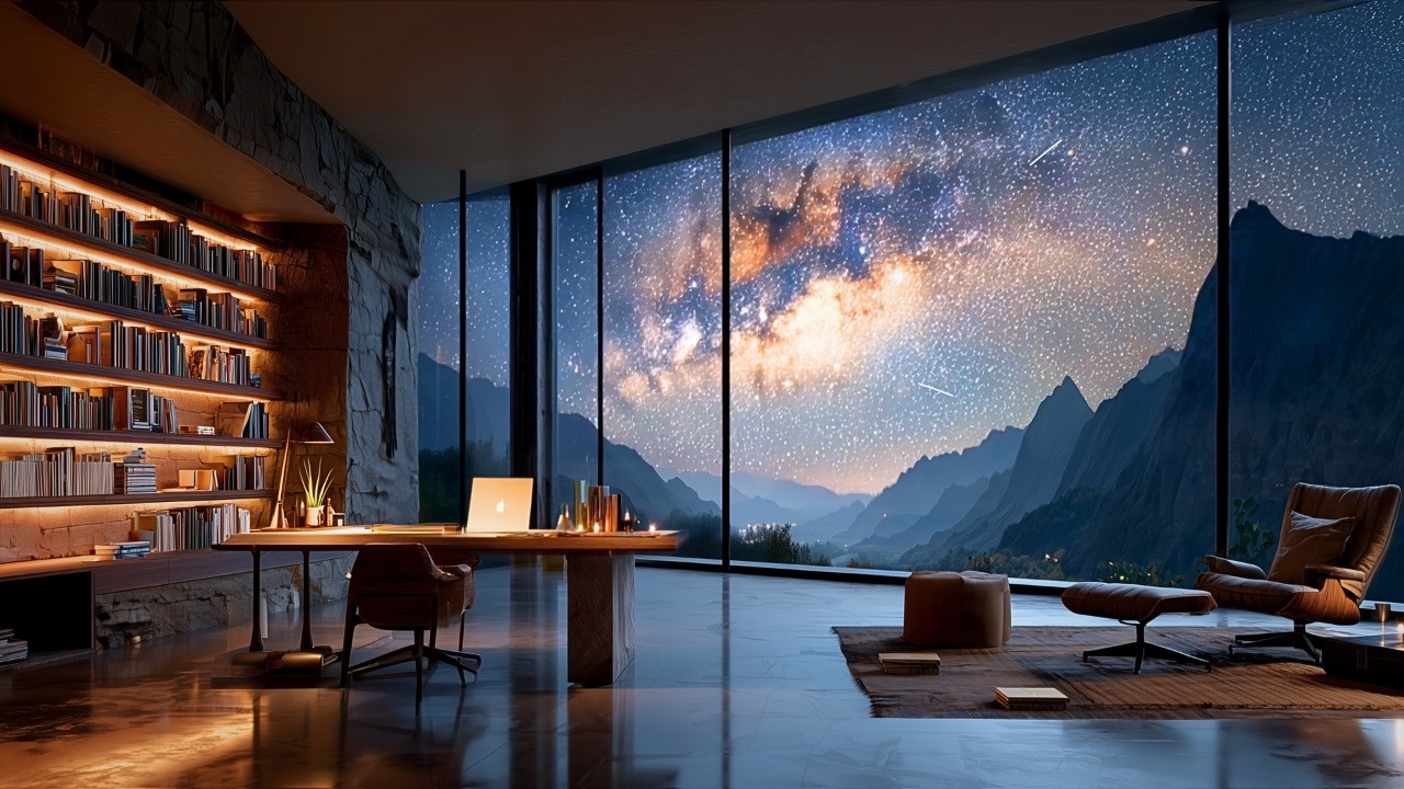 【作業BGM】3時間 絶景の書斎と降り注ぐ流星群｜夜の深淵で感覚を研ぎ澄ます、極上のフェルトピアノ432Hz | 3 Hours Meteor Shower Flow