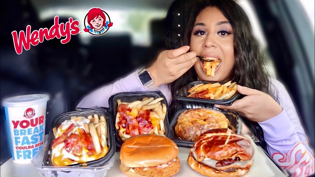 WENDYS MUKBANG!! New Jalapeno Popper Chicken Sandwich, Pretzel Bacon Pub Burger, Baconator Fries