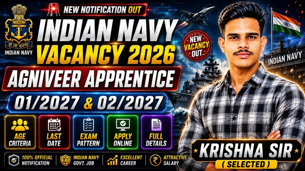 Indian Navy New Vacancy 2026 🇮🇳 Agniveer Apprentice Notification Out | Age, Exam, Last Date