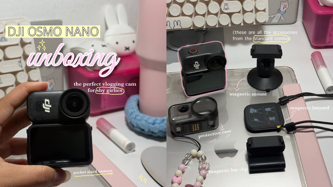 dji osmo nano unboxing📹 | small affordable camera, aesthetic accessories, perfect for shy girlies