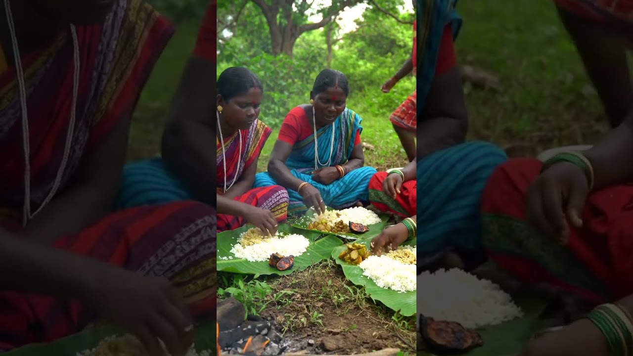 Aadiwasi Traditional Food | Tribal Women Cooking & Eating on Banana Leaves | Village Lifestyle #100k
