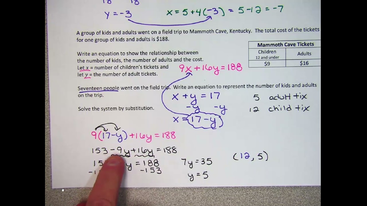 Solving systems of linear equations by substitution part 2