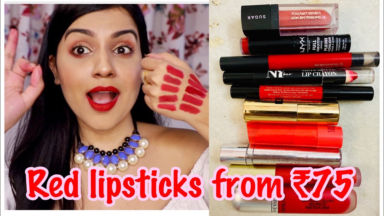 TOP 10 RED LIPSTICKS for All Indian Skin Tones | Best Red Lipsticks in India 2019 | Nidhi Chaudhary