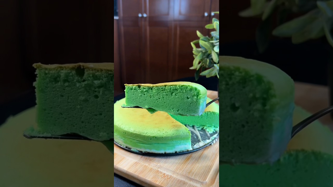 Fluffy and Light Pandan Cheesecake Recipe #shorts
