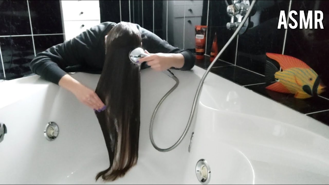 ASMR Hairwash - Long Hair Washing Forward (real person, no talking)