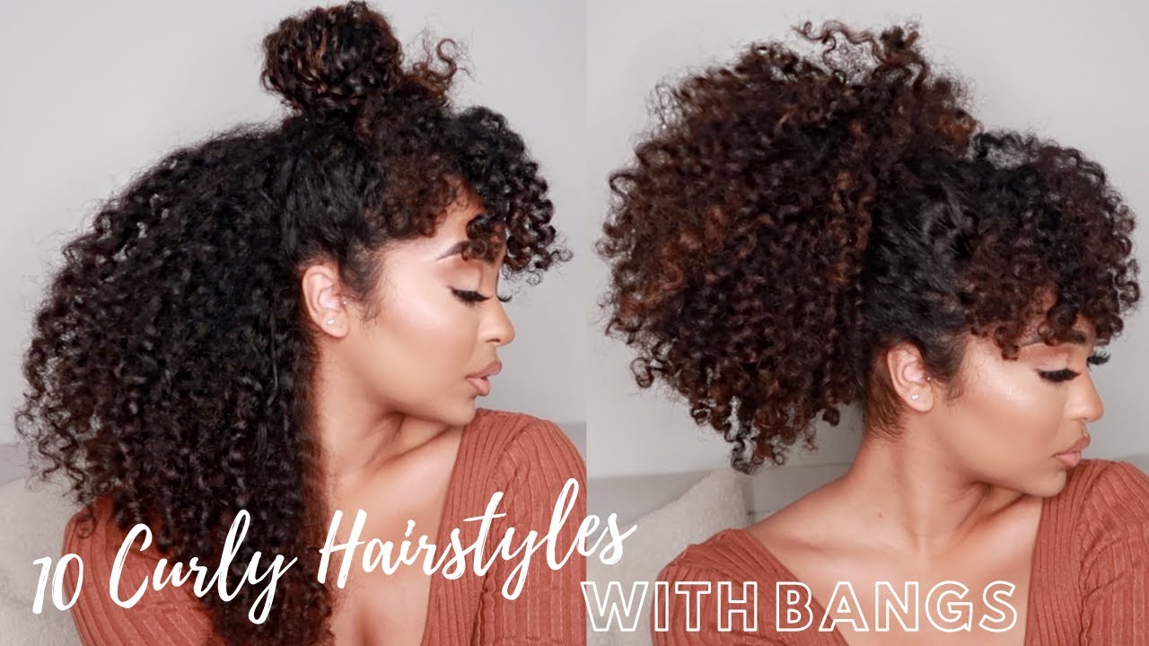 How to: FAUX BANGS + 10 CURLY HAIRSTYLES with BANGS for the HOLIDAYS | alexandra_nx