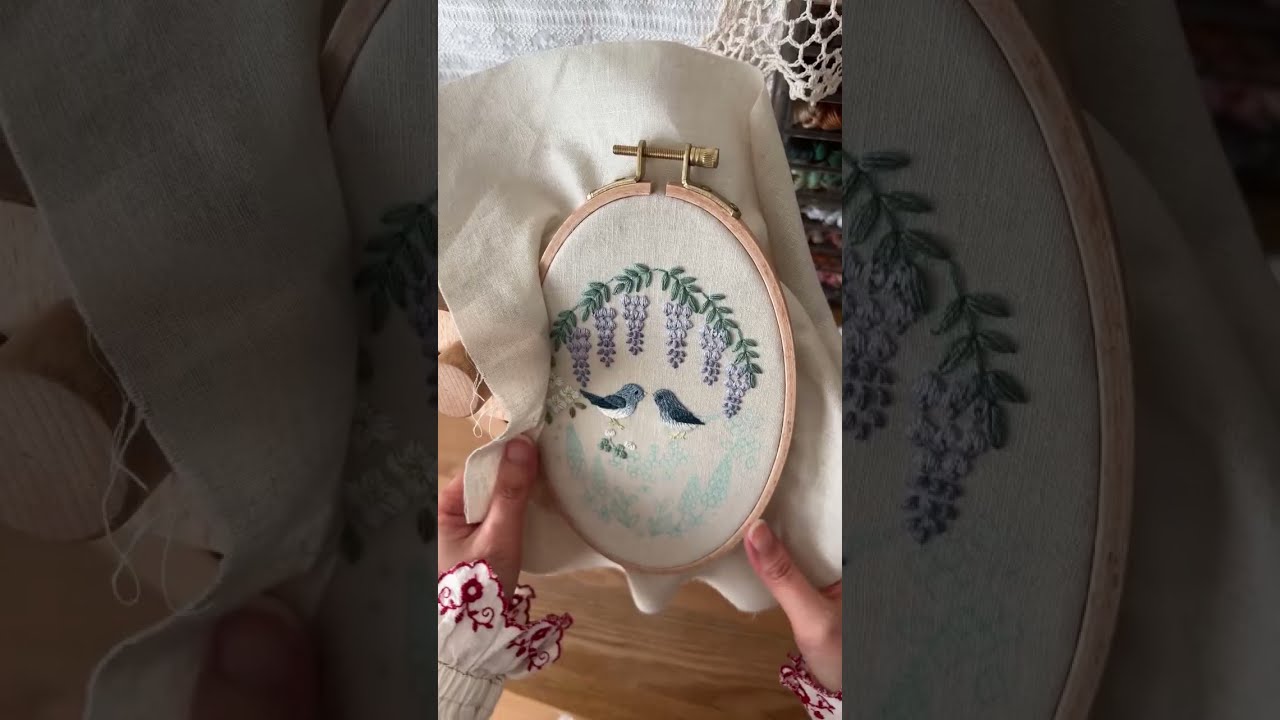 【個展の刺繍制作】刺繍のアトリエ〔優しいitonomoriの時間〕 がライブ配信中！今日は青い鳥〜ハナミズキ