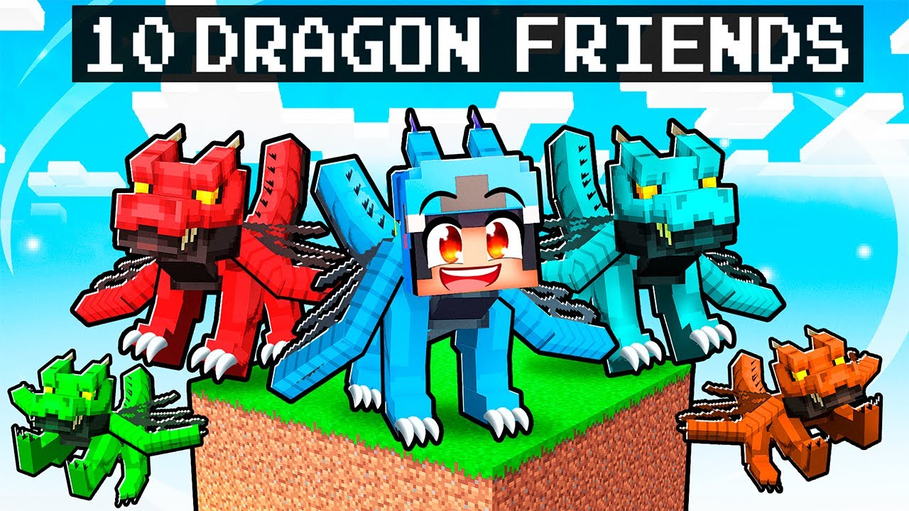 10 FRIENDS On ONE DRAGON BLOCK in Minecraft!