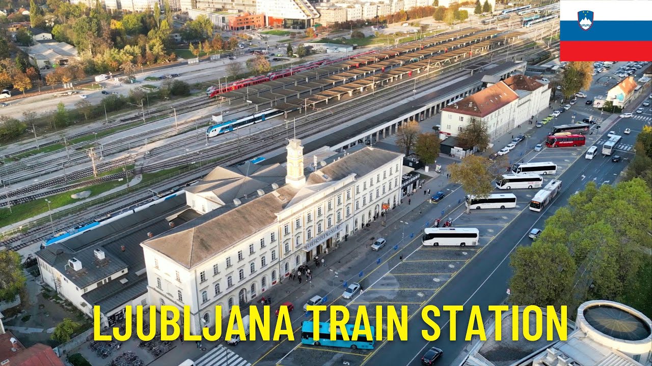 Ljubljana Railway Station - Slovenia - Aerial View - Trainspotting