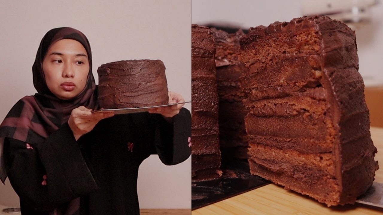 GIANT Kek Coklat Moist bersama Chocolate Ganache Frosting untuk Harijadi Aiman | basickeli