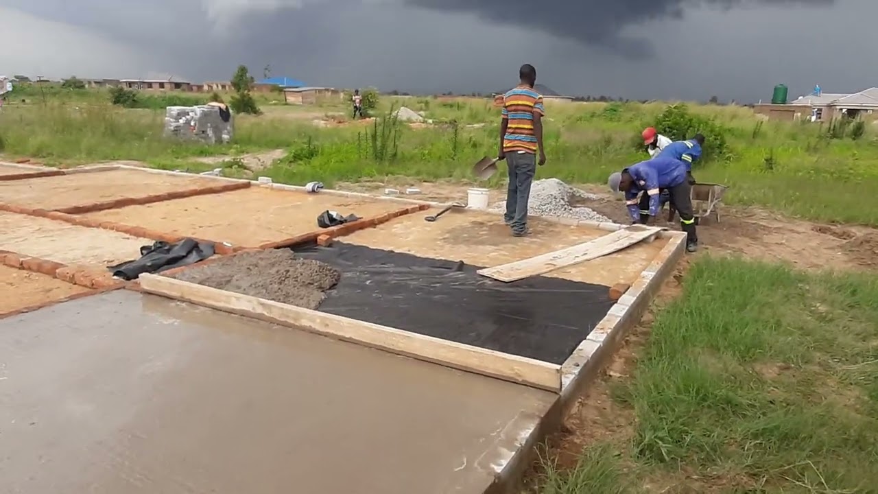 Building our income Property house in Zimbabwe  - Slab concrete pouring