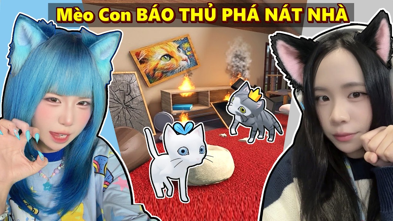 Simmy V&agrave; Sammy H&oacute;a M&egrave;o Con B&Aacute;O THỦ PH&Aacute; N&Aacute;T NH&Agrave; Trong Roblox 😾😺