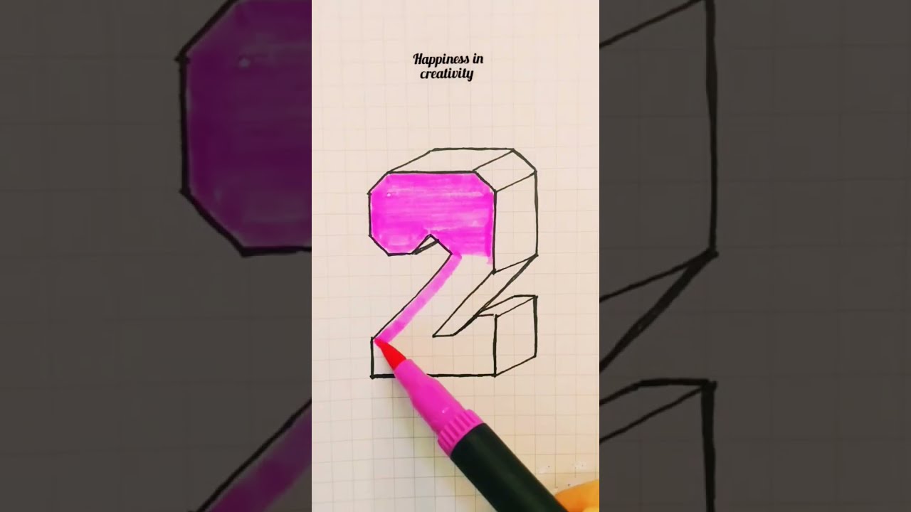 3d drawing number 2 #shorts