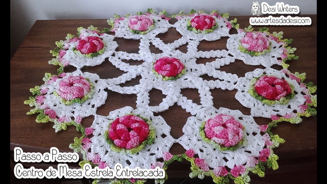 Centro de Mesa Estrela Entrelaçada de crochê