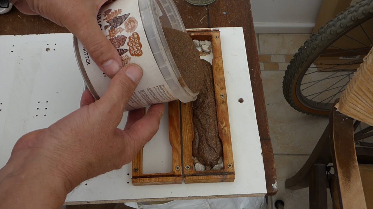 Testing  fine sand-epoxy mixes.