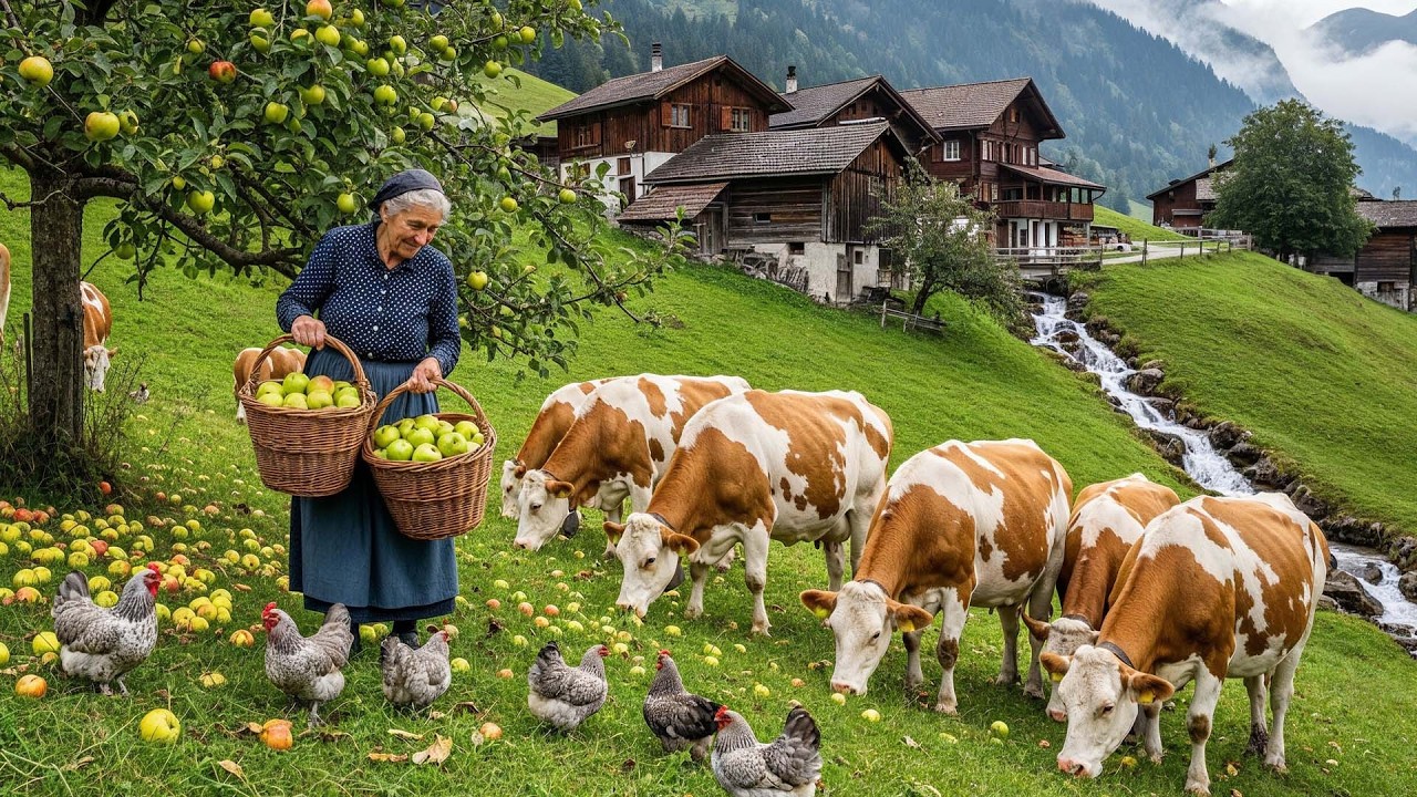 Farmers Harvesting Fruits, Vegetables, and Caring for Livestock - Day in the Beautiful Countryside
