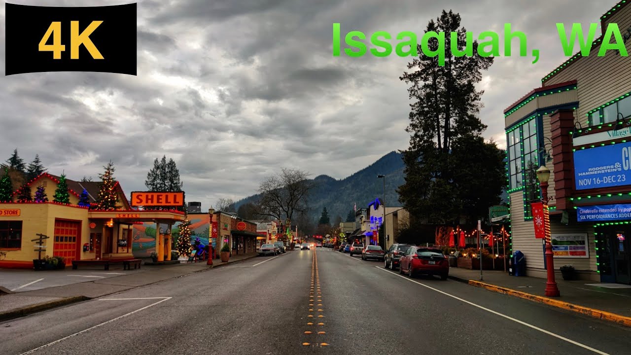 Downtown Issaquah, WA Driving Tour in Winter 2023.
