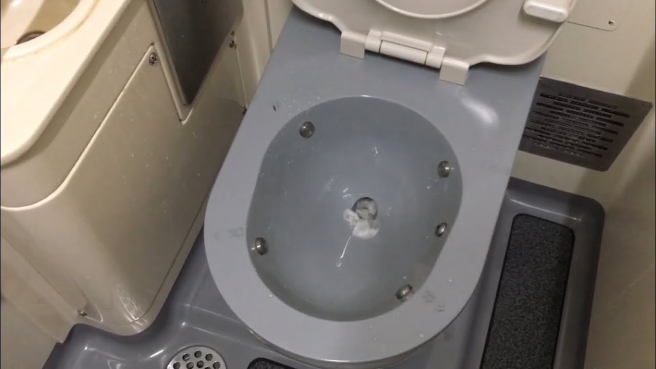 電車の真空式トイレは一回目は詰まりかけるぞ！！