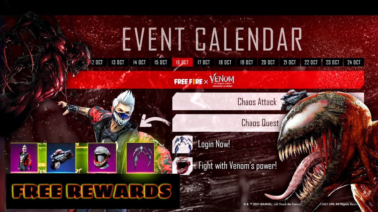 Free Fire X Venom | Venom Event Calendar | We Are Venom Streetwear | New Event Garena Free Fire