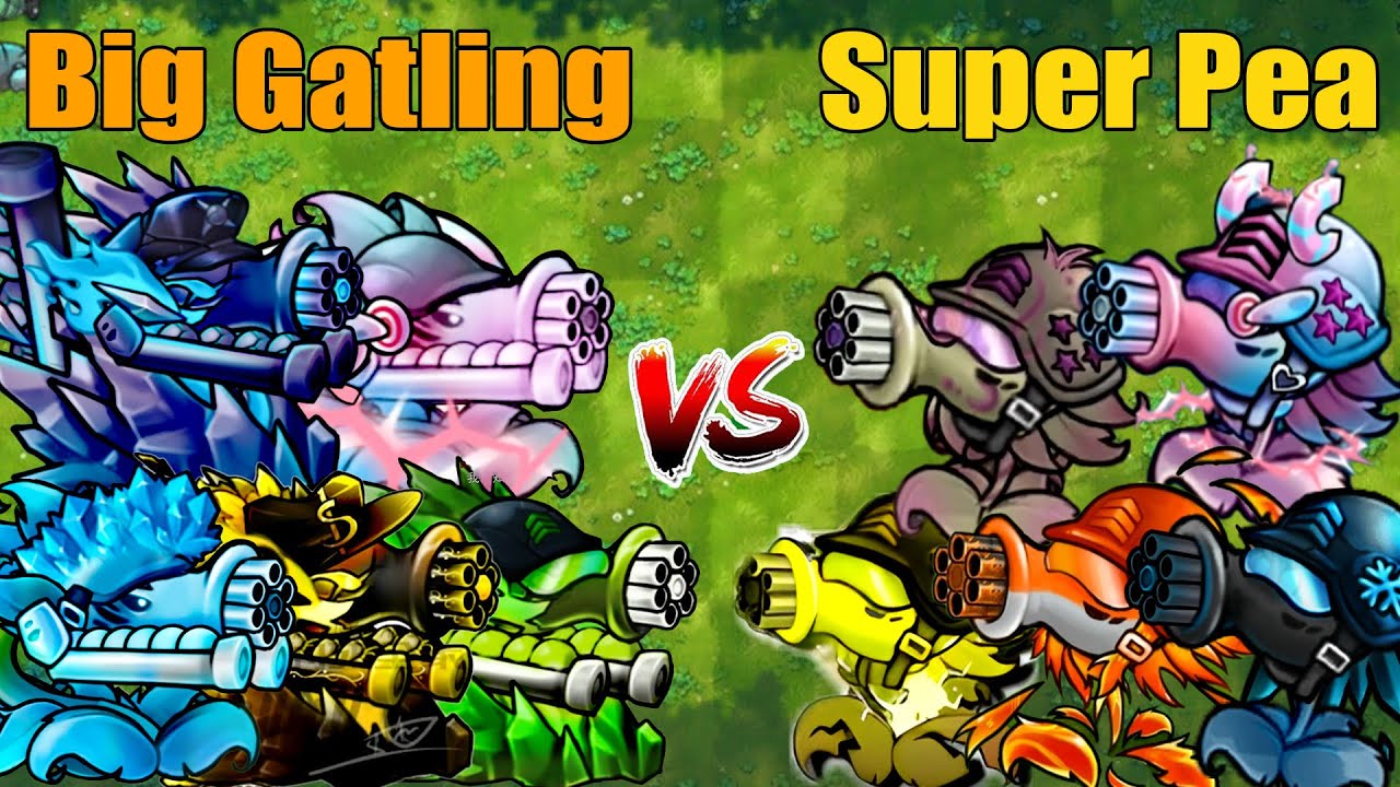 PVZ 1 Fusion 2.8 Challenge!! Team Big Gatling VS Team Super Pea VS 30000 Zombies - Who Will Win?
