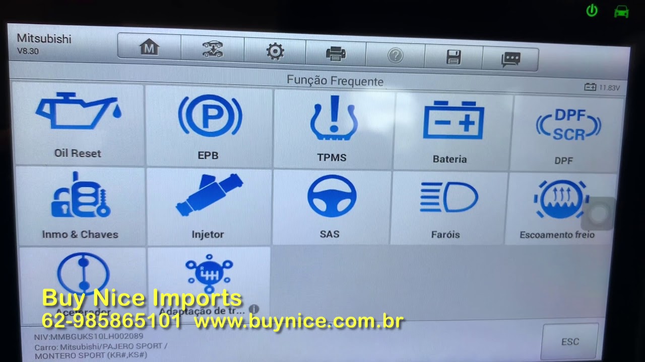 Autel DS808 Rastreando Mitisubishi Pajero Sport 2020 Ajuste freio de Estacionamento Eletrônico EPB