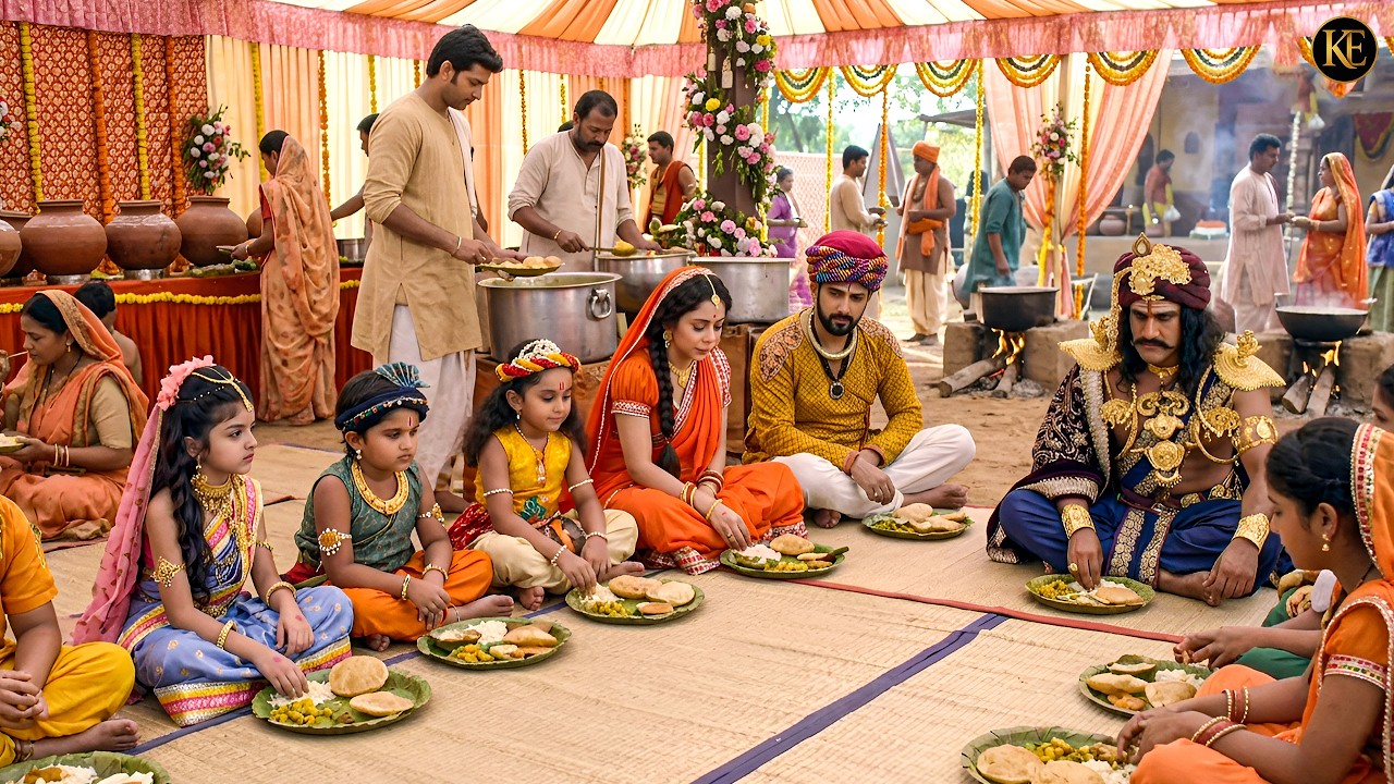 कान्हा-बलराम मैया और नंद बाबा के साथ भंडारे में बैठे! पूरा नंदगांव हुआ खुश || YMKN ||Krishan leela