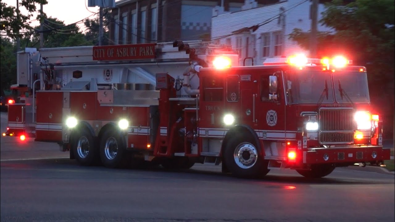 Asbury Park Fire Department Brand New Tower Ladder 83-90 Responding 7/14/24
