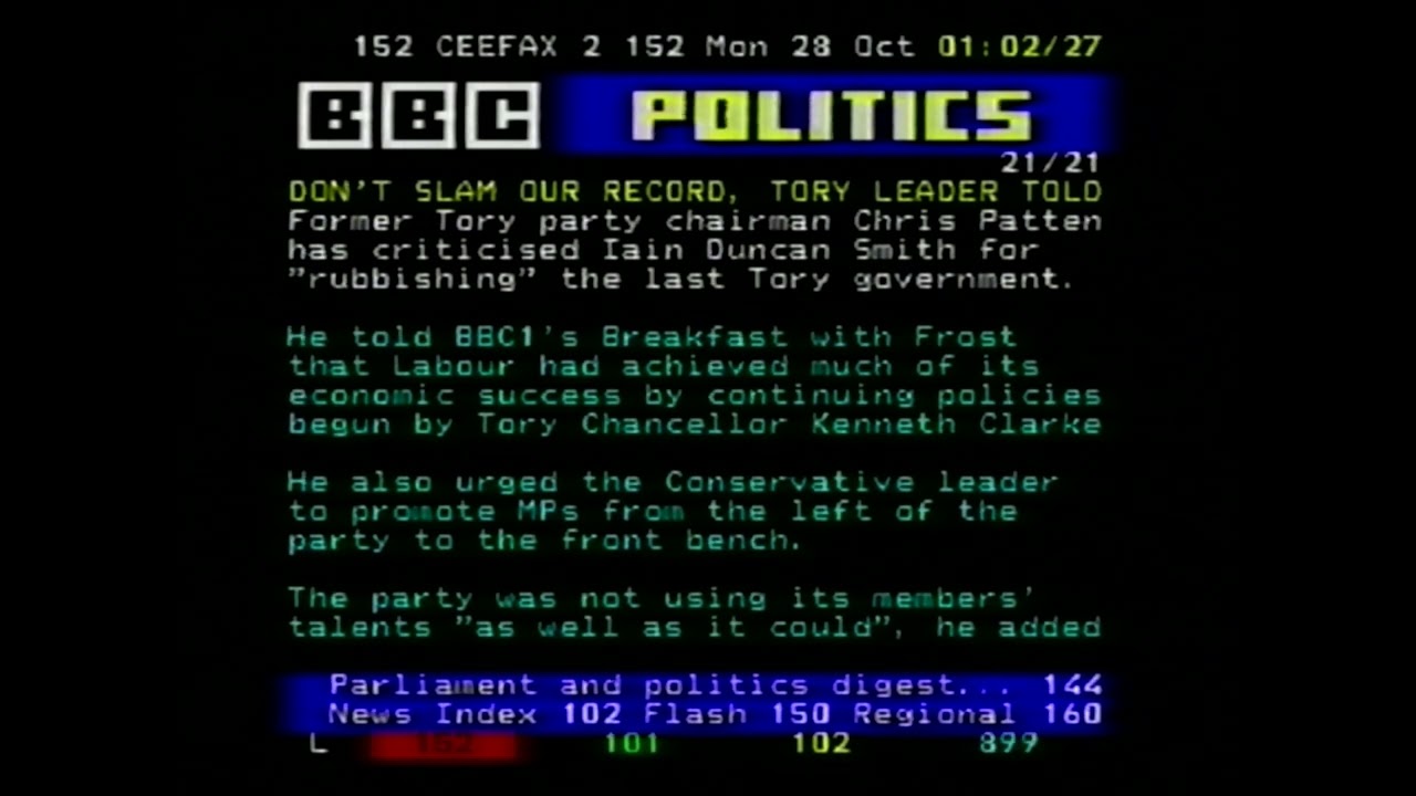 bbc2 shutdown and pages from Ceefax vhs (tone no music)  Monday 28th October 2002