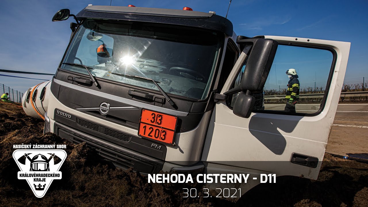 30. 3. 2021 Nehoda cisterny komplikovala celý den provoz na dálnici D11