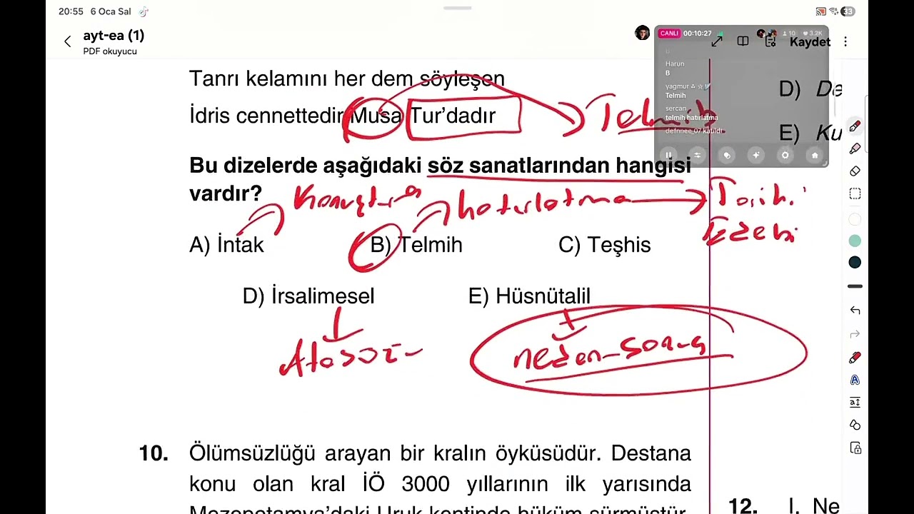 Ayt edebiyat meb deneme çözümü tiktok canlı