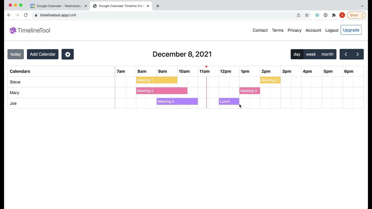 TimelineTool Google Calendar Timeline Schedule Tool