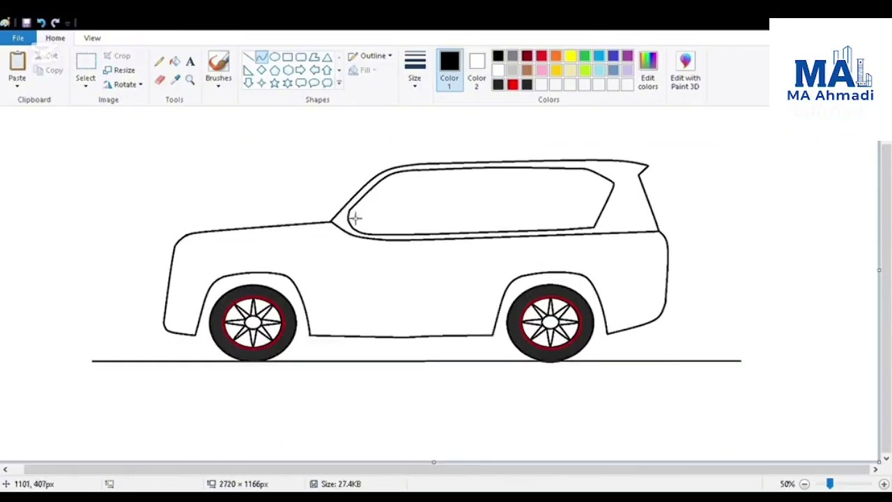 Amazing car drawing in painting