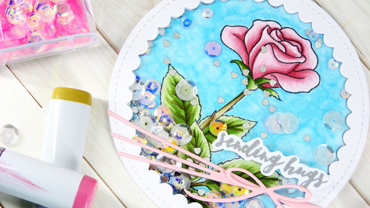 Circle Shaped Shaker + Copic Coloring by Pretty Pink Posh