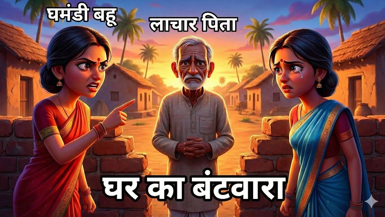 दो बहुएँ और घर के बीच की दीवार | Emotional Family Story | Hindi Kahani #moralkahaniya #cartoonstory 