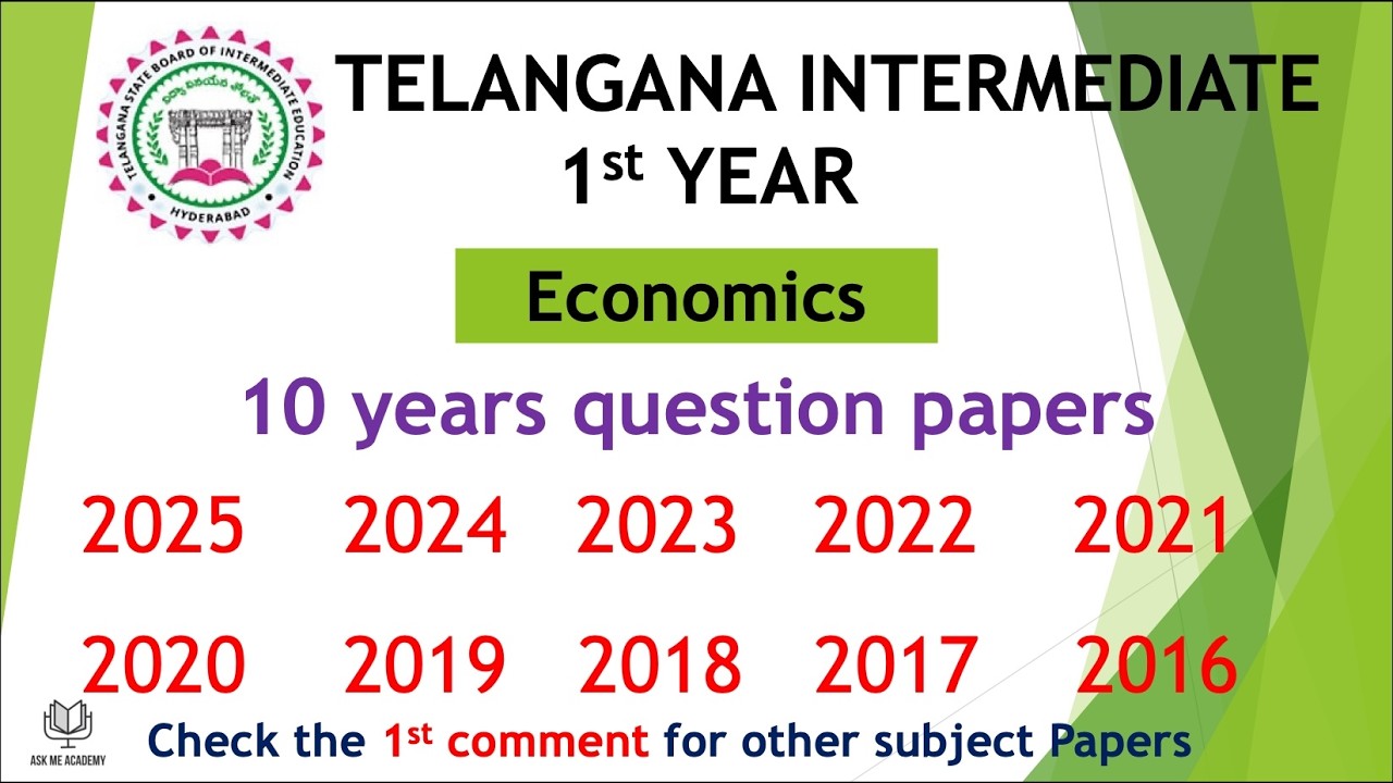 TS Inter 1st Year Economics 2025 - 2016 10 years previous Question Papers IPE Telangana TG inter