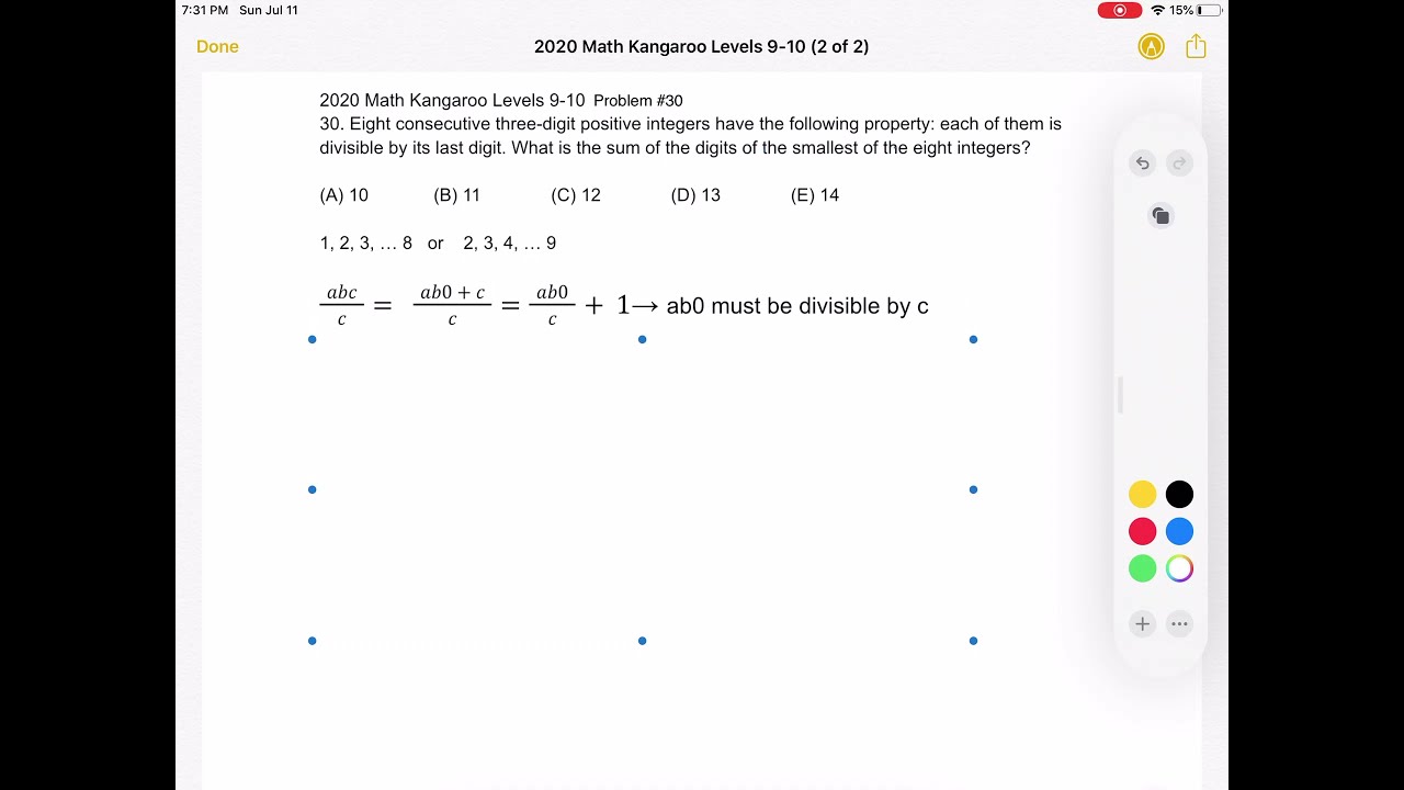 2020 Math Kangaroo Levels 9-10 Problem #30