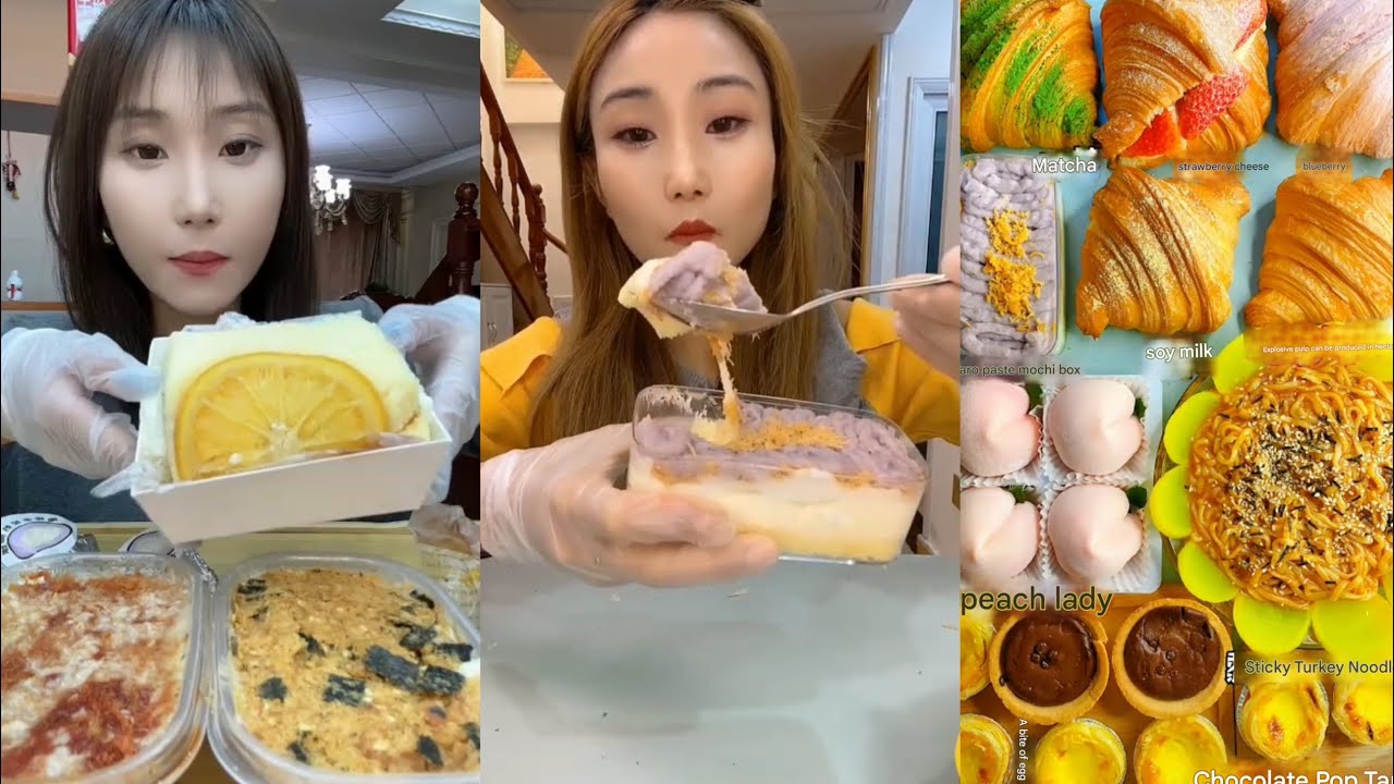 ASMR Delicious Dessert Mukbang | Mochi,Taro Cake,Roll Cake,Croissant| Satisfying Eating Sounds #asmr