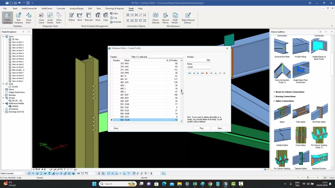 COMOSYS Tutorials - 33 - Modifying the Profiles database