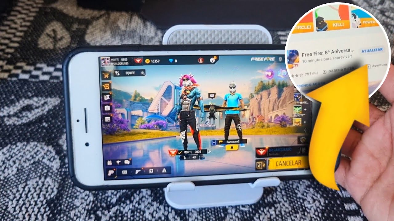 IPHONE 8 PLUS NA NOVA ATUALIZAÇÃO DO FREE FIRE !! PAROU DE VEZ ?