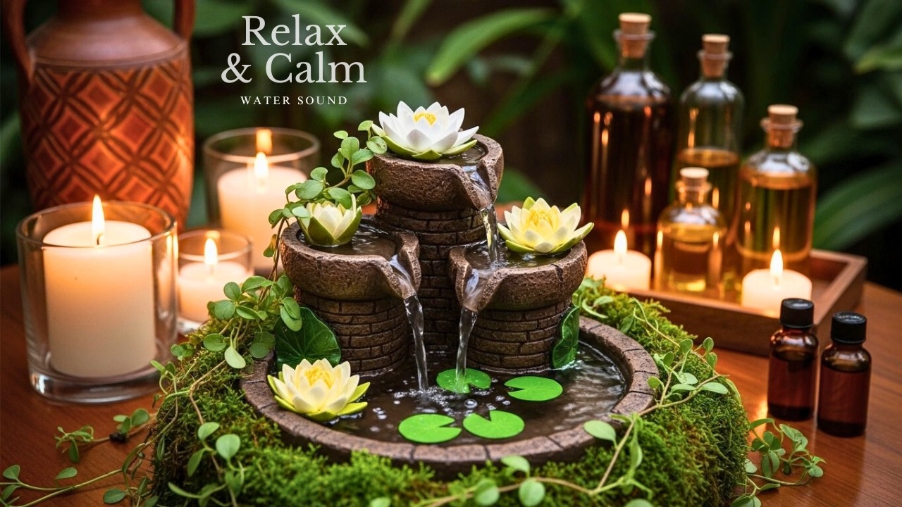 Soothing music and the sound of water 🍃 Peace of mind, Relieves anxiety & Deep sleep 😴