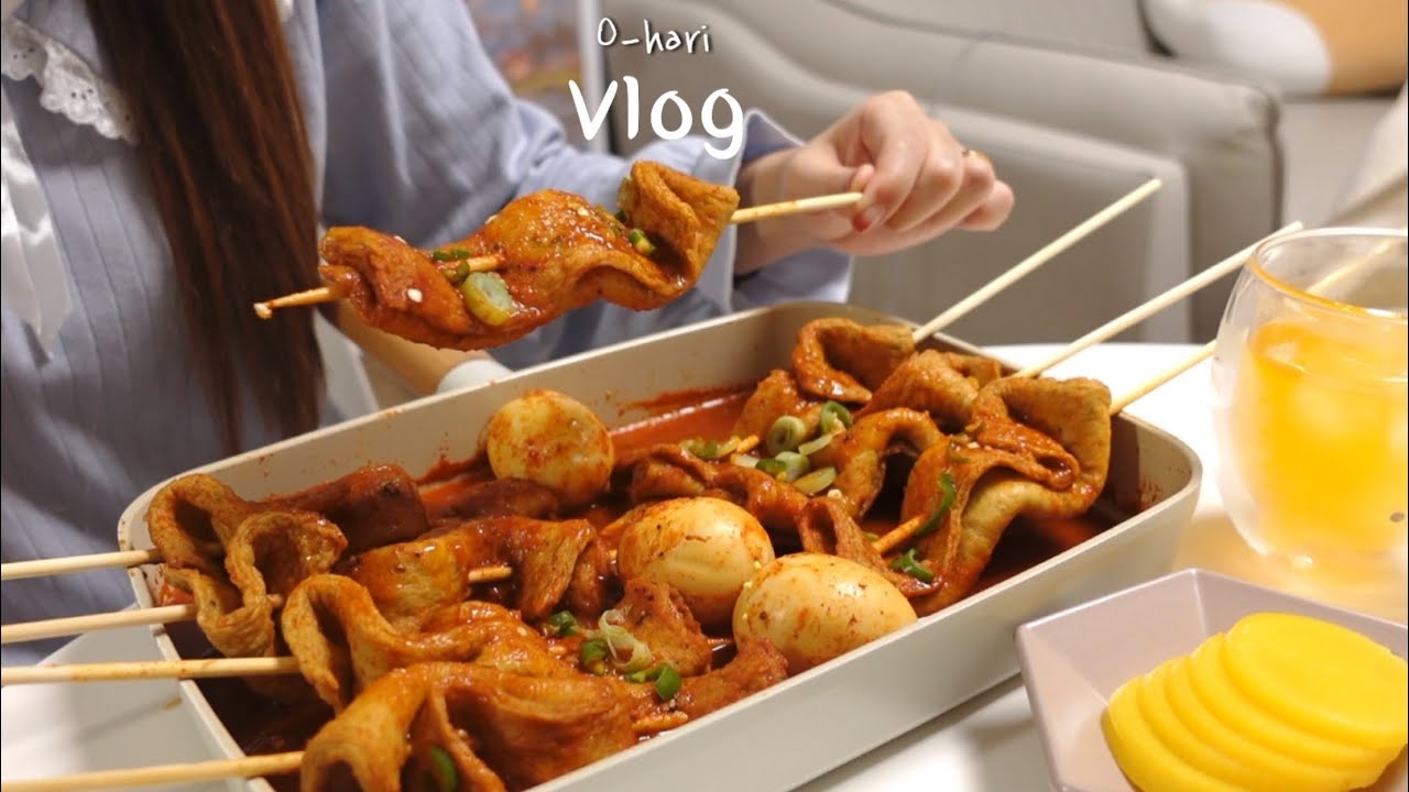 ENG) vlog🍢매콤칼칼한 빨간어묵이 생각나는 계절,🍱점심도시락으로 푸짐한 돈까스샌드위치 | 미니도나스 믹스로 치즈볼과 찹쌀도너츠 만들기, 순대볶음, 쏘야